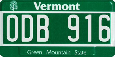VT license plate ODB916