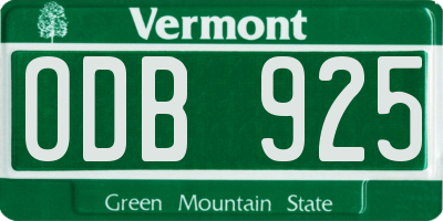 VT license plate ODB925