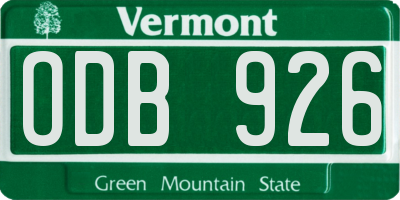 VT license plate ODB926