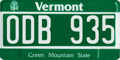 VT license plate ODB935