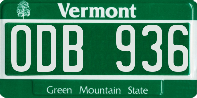 VT license plate ODB936