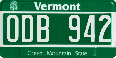 VT license plate ODB942