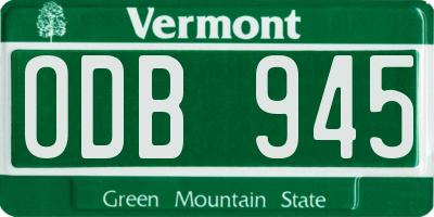 VT license plate ODB945