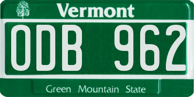 VT license plate ODB962