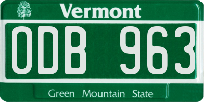 VT license plate ODB963