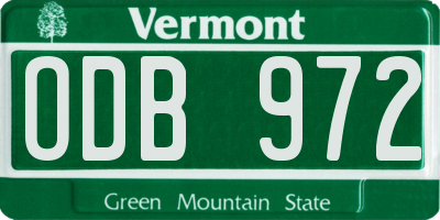 VT license plate ODB972