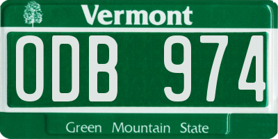 VT license plate ODB974