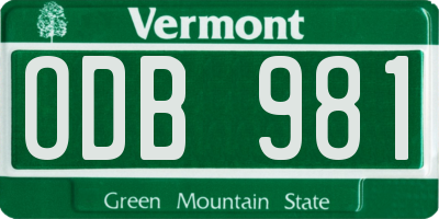 VT license plate ODB981
