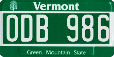 VT license plate ODB986