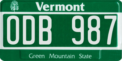 VT license plate ODB987