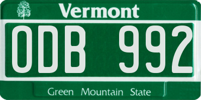 VT license plate ODB992