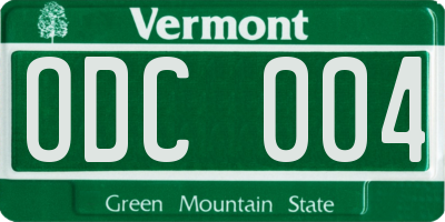 VT license plate ODC004