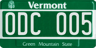 VT license plate ODC005