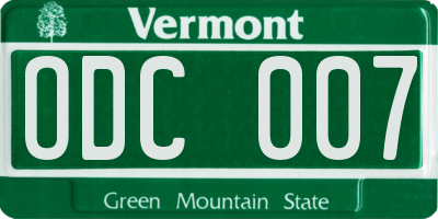 VT license plate ODC007