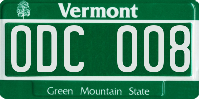 VT license plate ODC008