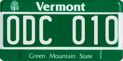 VT license plate ODC010