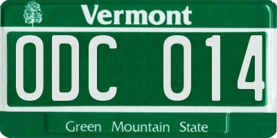 VT license plate ODC014