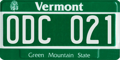 VT license plate ODC021