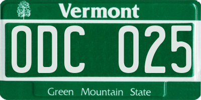 VT license plate ODC025