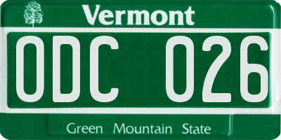 VT license plate ODC026