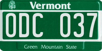 VT license plate ODC037