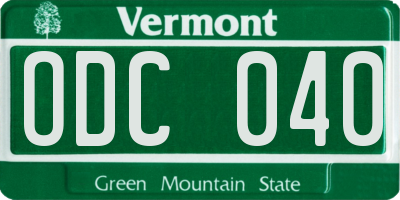 VT license plate ODC040