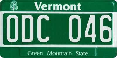 VT license plate ODC046