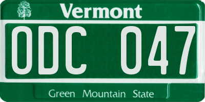 VT license plate ODC047