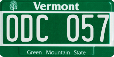 VT license plate ODC057