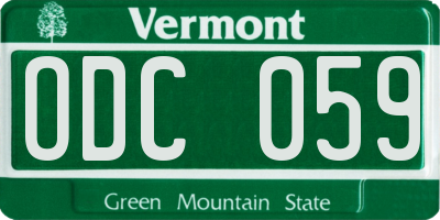 VT license plate ODC059