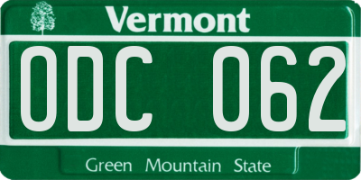 VT license plate ODC062