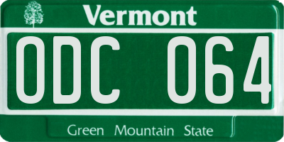 VT license plate ODC064