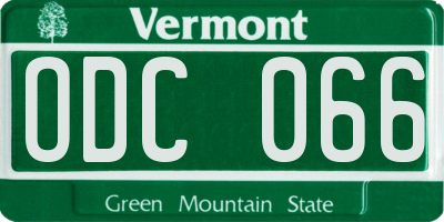VT license plate ODC066