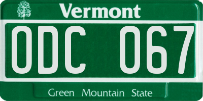 VT license plate ODC067