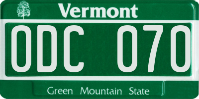 VT license plate ODC070