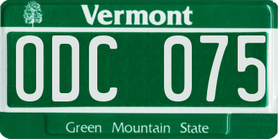 VT license plate ODC075