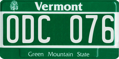 VT license plate ODC076
