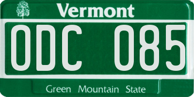 VT license plate ODC085