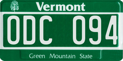 VT license plate ODC094