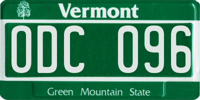VT license plate ODC096