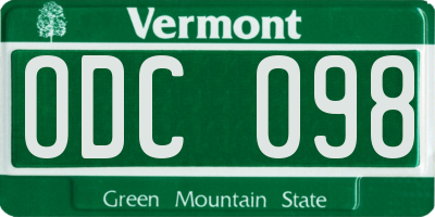 VT license plate ODC098