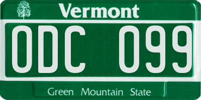 VT license plate ODC099