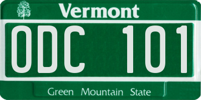 VT license plate ODC101