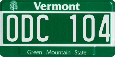 VT license plate ODC104