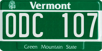 VT license plate ODC107