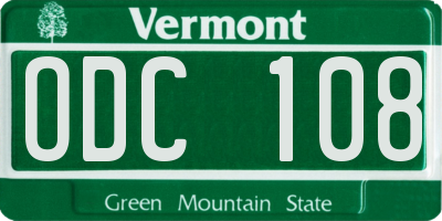 VT license plate ODC108