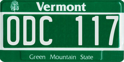 VT license plate ODC117