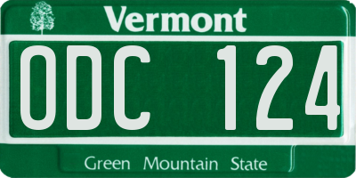 VT license plate ODC124