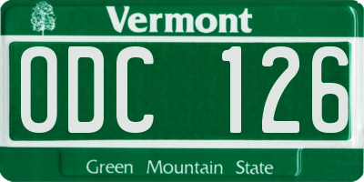 VT license plate ODC126