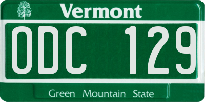 VT license plate ODC129